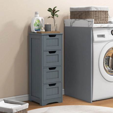 Floor Storage Cabinet Freestanding Bathroom Cabinet with 4 Drawers-Grey