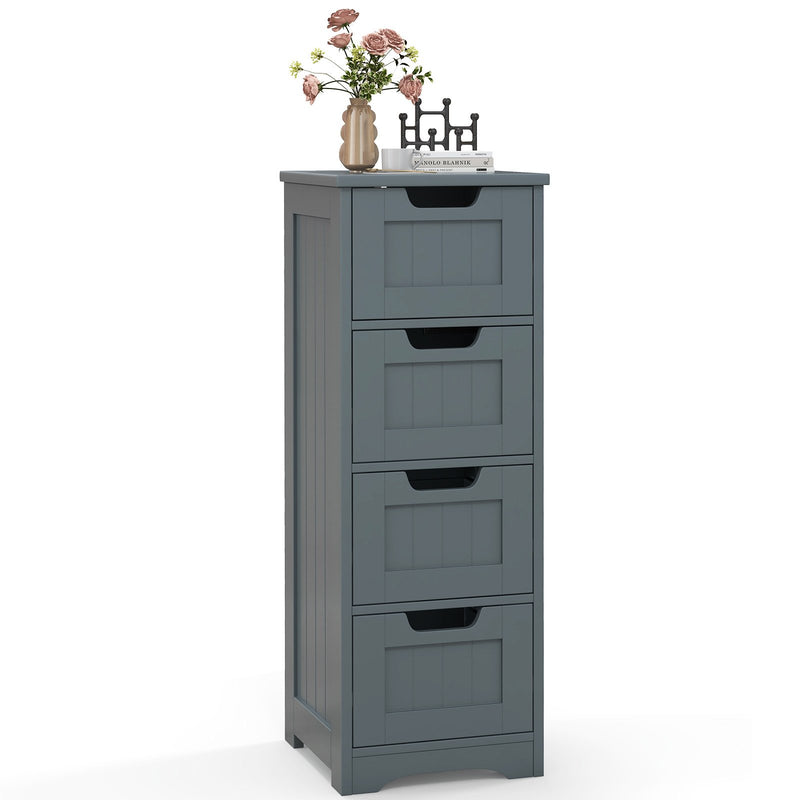 Floor Storage Cabinet Freestanding Bathroom Cabinet with 4 Drawers-Grey
