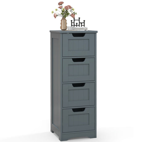 Floor Storage Cabinet Freestanding Bathroom Cabinet with 4 Drawers-Grey