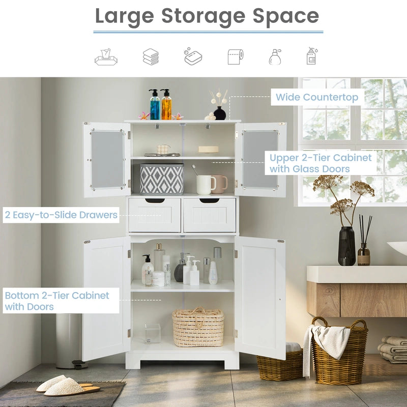 5-layer Freestanding Floor Cabinet for Bath