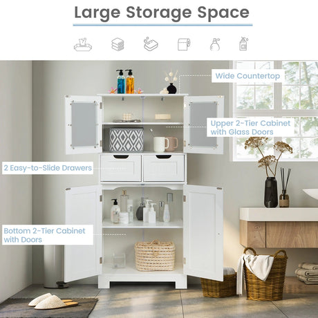5-layer Freestanding Floor Cabinet for Bath