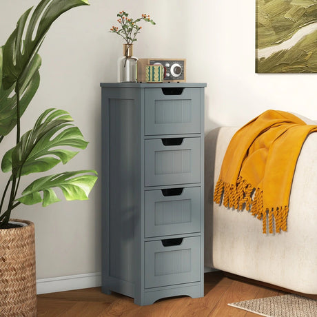 Floor Storage Cabinet Freestanding Bathroom Cabinet with 4 Drawers-Grey