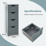 Floor Storage Cabinet Freestanding Bathroom Cabinet with 4 Drawers-Grey