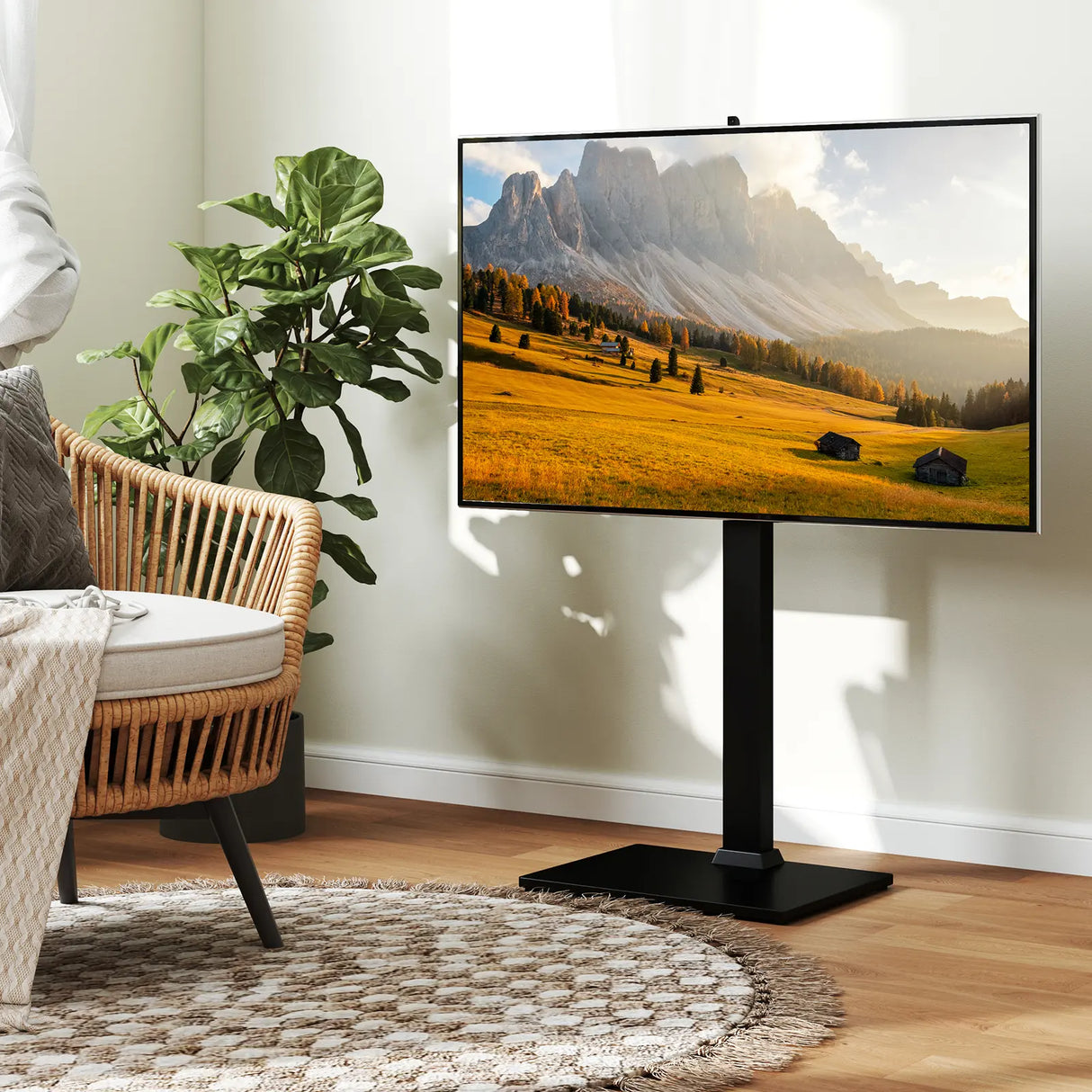 Height Adjustable Floor TV Stand with AV Shelf for 32-70 Inch TVs