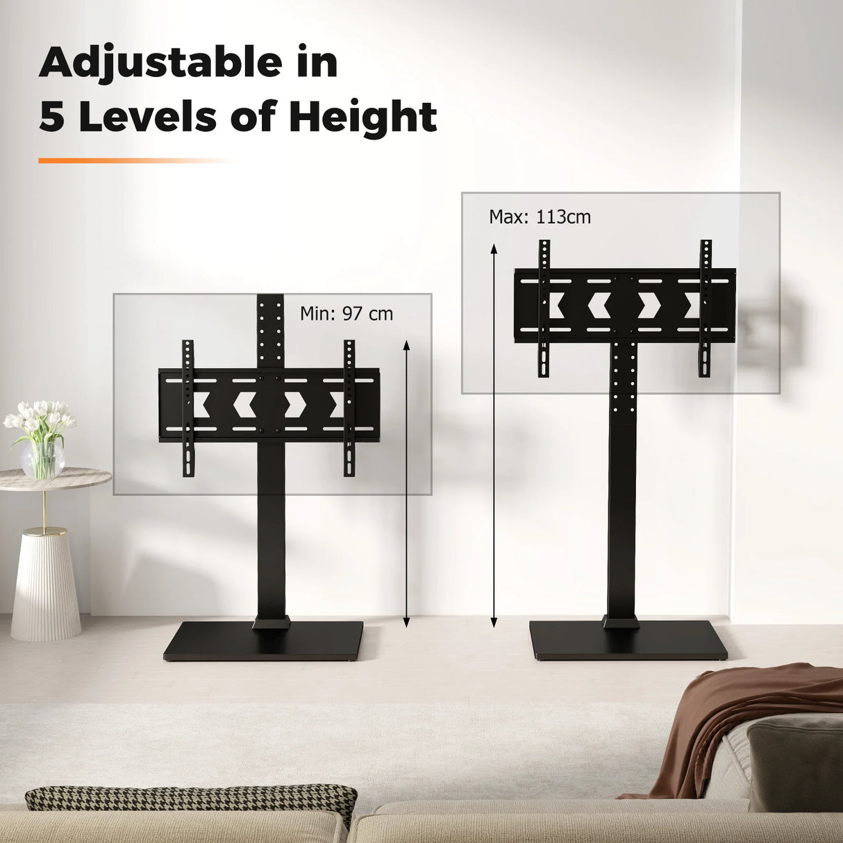 Height Adjustable Floor TV Stand with AV Shelf for 32-70 Inch TVs