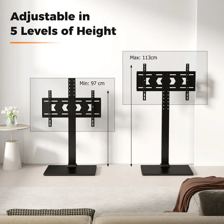 Height Adjustable Floor TV Stand with AV Shelf for 32-70 Inch TVs