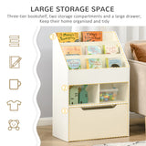 HOMCOM Kids Bookshelf, Toy Organiser, with Storage Drawer, Wheels - White