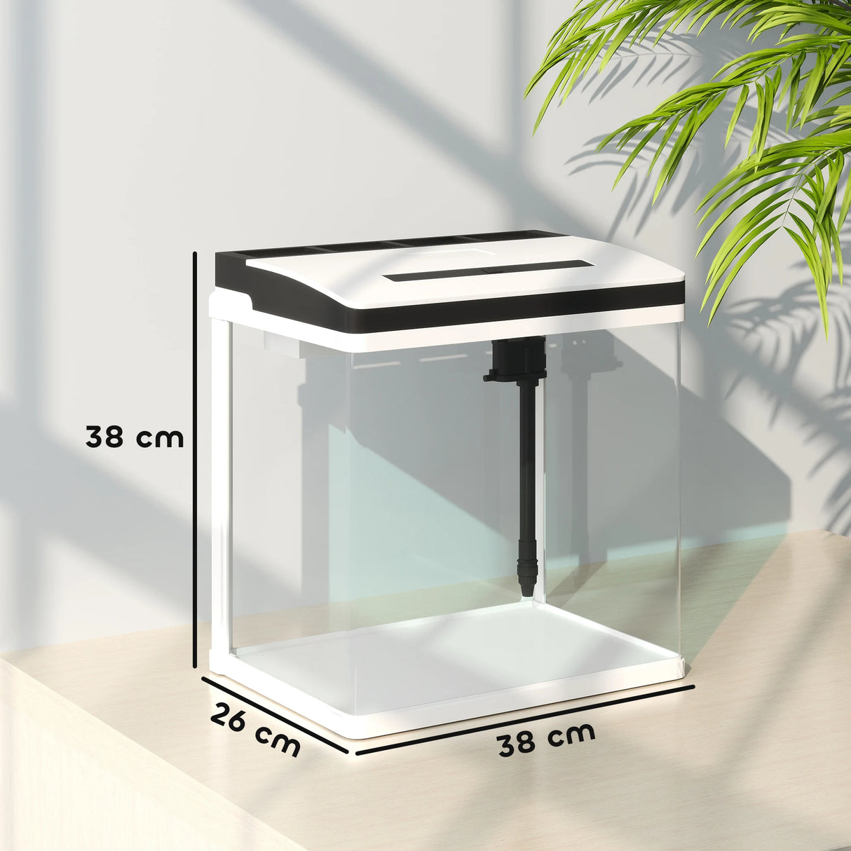 PawHut 28L Glass Aquarium Fish Tank with Filter, LED Lighting, for Betta, Guppy, Mini Parrot Fish, Shrimp, 38 x 26 x 39.5cm
