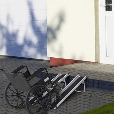 HOMCOM Set of Two 244cm Three-Level Aluminium Wheelchair Ramps