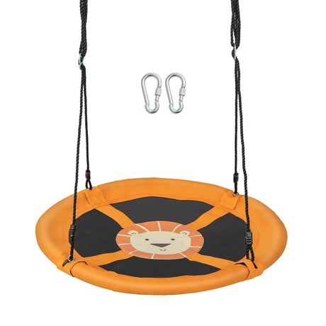 40 Inches Saucer Tree Swing Round with Adjustable Ropes and Carabiners-Yellow