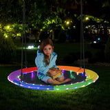 Saucer swing with 100 cm diameter, load capacity up to 300 kg LED swing for children &amp; adults rainbow color