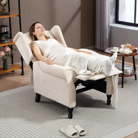 HOMCOM 150 Reclining Vintage Armchair, with footrest - Beige