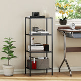 HOMCOM 4-Tier Shelving Unit, Glass Shelf, Vertical Storage Shelf for Living Room, Home Office, Bedroom, Bathroom, Black