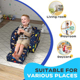 AIYAPLAY Foldable Toddler Chair Soft Snuggle Sponge Filled for Bedroom Playroom, Aged 18 Months to 3 Years - Dark Blue