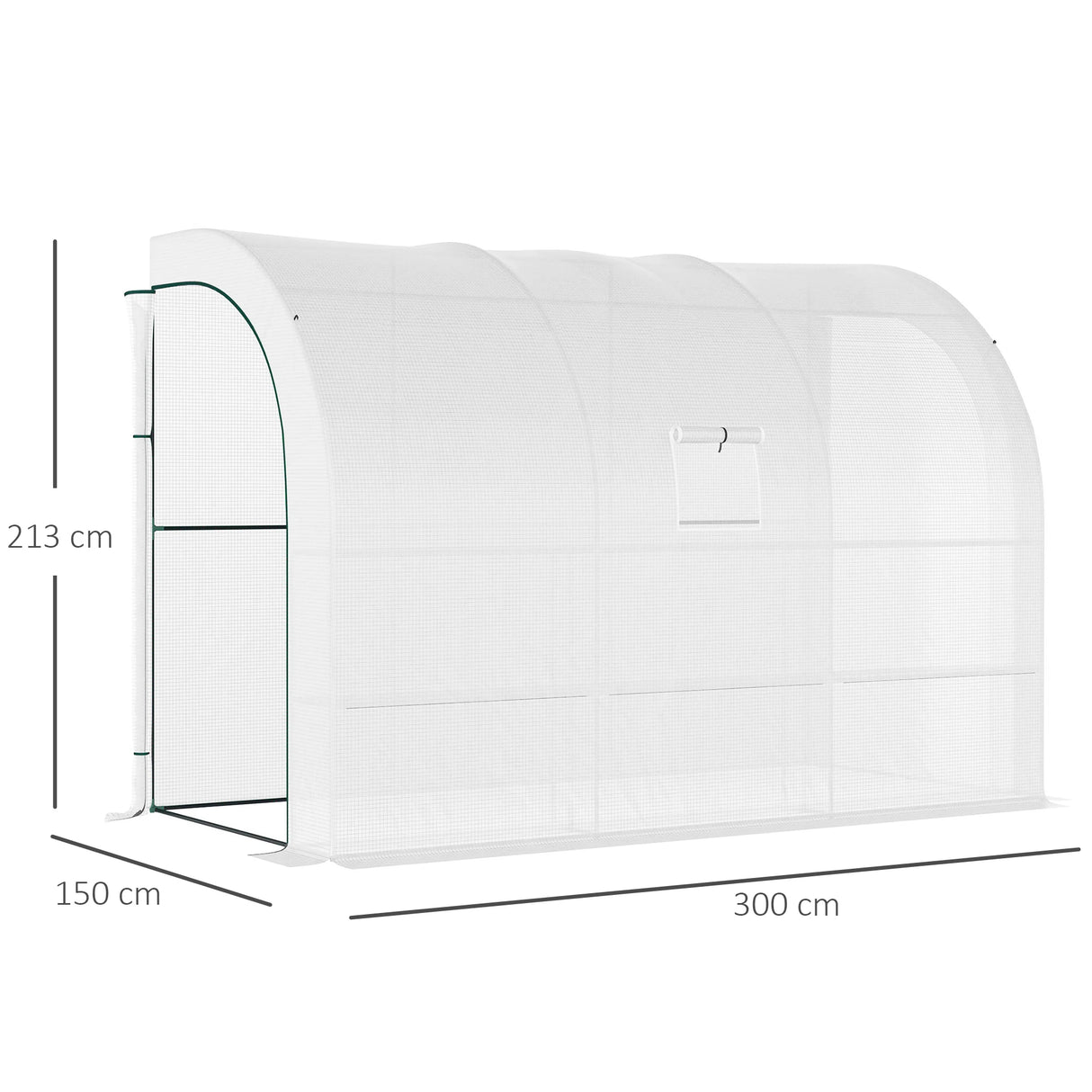 Outsunny Outdoor Walk-In Greenhouse, Plant Nursery with Zippered Doors, PE Cover and 3-Tier Shelves, White, 300 x 150 x 213 cm