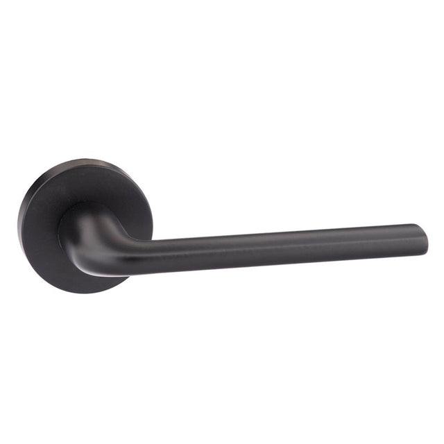 Forme Milly Lever Door Handle on Minimal Round Rose - Matt Black - Set