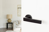 Forme Asti Lever Door Handle on Minimal Round Rose - Matt Black - Set