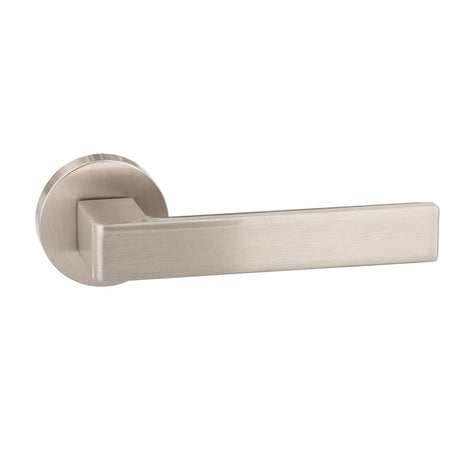 Forme Asti Lever Door Handle on Minimal Round Rose - Satin Nickel - Set