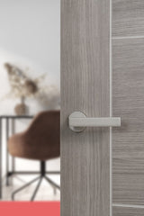 Forme Asti Lever Door Handle on Minimal Round Rose - Satin Nickel - Set