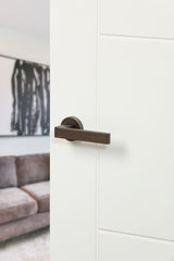 Forme Asti Lever Door Handle on Minimal Round Rose - Urban Bronze - Set