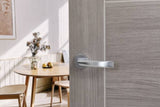 Forme Crystal Lever Door Handle on Minimal Round Rose - Satin Chrome - Set