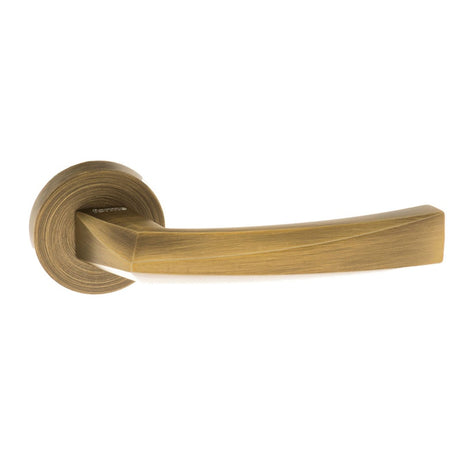 Forme Crystal Lever Door Handle on Minimal Round Rose - Yester Bronze - Set