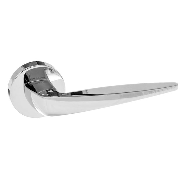 LIMITED EDITION Forme Foglia Lever Door Handle on Minimal Round Rose - Polished Chrome - Set