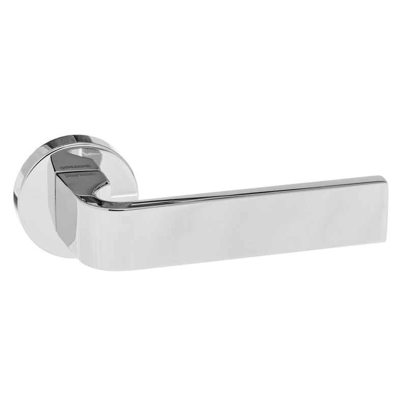 Forme Monza Lever Door Handle on Minimal Round Rose - Polished Chrome - Set