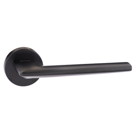 Forme Boston Lever Door Handle on Minimal Round Rose - Matt Black - Set