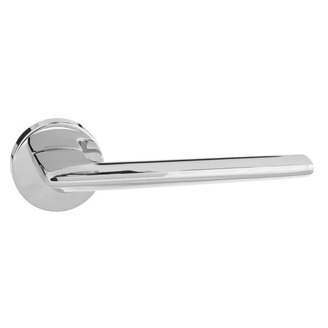 Forme Boston Lever Door Handle on Minimal Round Rose - Polished Chrome - Set