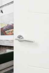 Forme Boston Lever Door Handle on Minimal Round Rose - Polished Chrome - Set