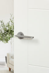 Forme Boston Lever Door Handle on Minimal Round Rose - Urban Graphite - Set