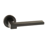 Forme Ginevra Lever Door Handle on Minimal Round Rose - Matt Black - Set