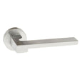 Forme Ginevra Lever Door Handle on Minimal Round Rose - Satin Chrome - Set