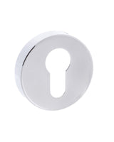 Forme Euro Escutcheons on Minimal Round Rose - Polished Chrome - Pair