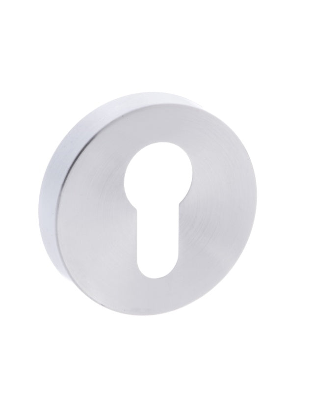 Forme Euro Escutcheons on Minimal Round Rose - Satin Chrome - Pair