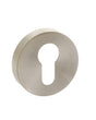 Forme Euro Escutcheons on Minimal Round Rose - Satin Nickel - Pair