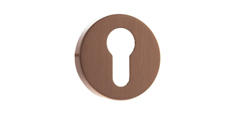 Forme Euro Escutcheons on Minimal Round Rose - Urban Satin Copper - Pair