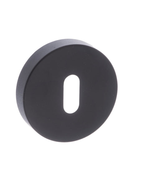 Forme Key Escutcheons on Minimal Round Rose - Matt Black - Pair