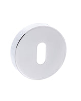 Forme Key Escutcheons on Minimal Round Rose - Polished Chrome - Pair