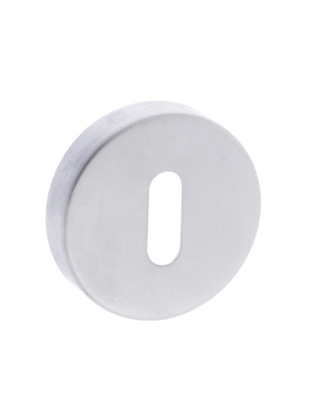 Forme Key Escutcheons on Minimal Round Rose - Satin Chrome - Pair