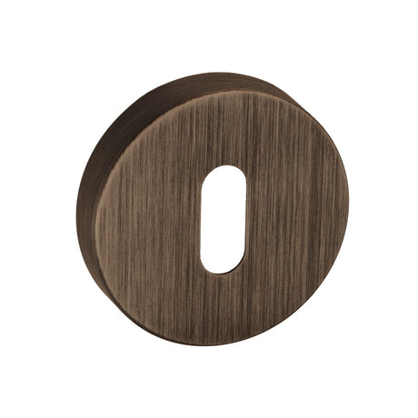 Forme Key Escutcheons on Minimal Round Rose - Urban Bronze - Pair