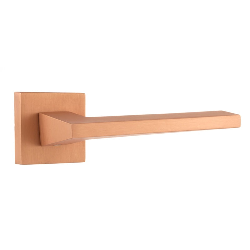 Forme Lorena Lever Door Handle on Minimal Square Rose - Urban Satin Copper - Set