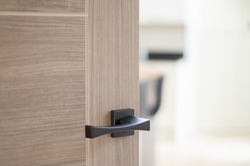 Forme Artemide Lever Door Handle on Minimal Square Rose - Matt Black - Set