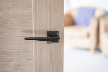 Forme Naxos Lever Door Handle on Minimal Square Rose - Matt Black - Set