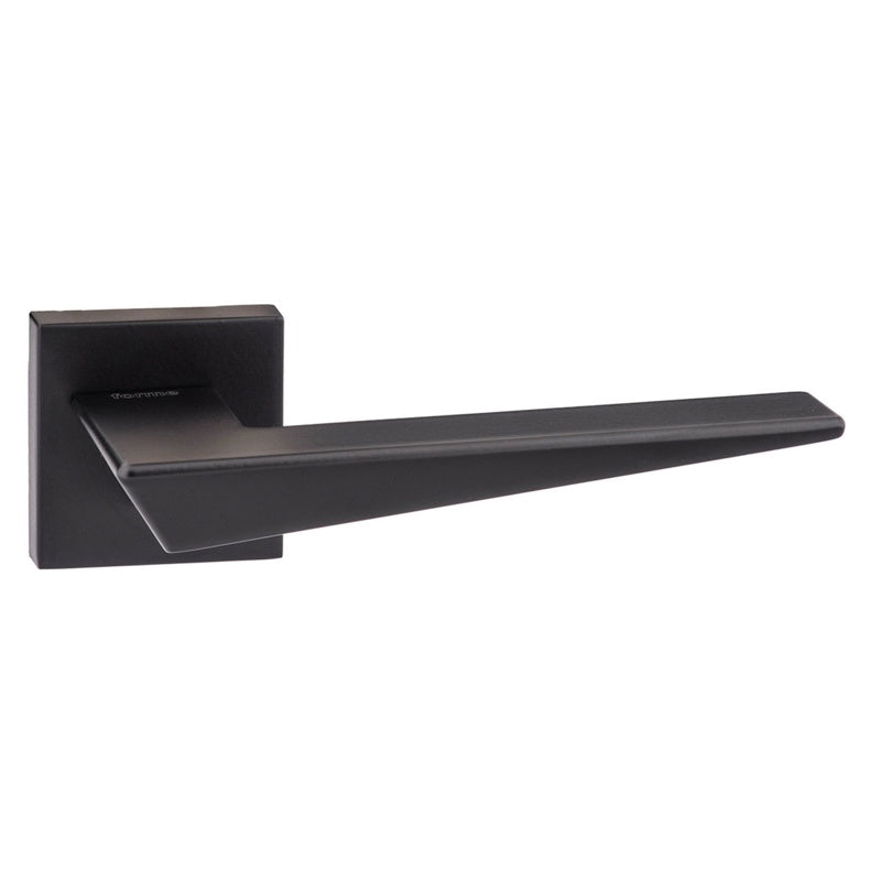 Forme Naxos Lever Door Handle on Minimal Square Rose - Matt Black - Set