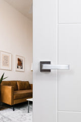 Forme Asti Lever Door Handle on Minimal Square Rose - Satin Chrome - Set