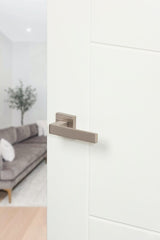 Forme Asti Lever Door Handle on Minimal Square Rose - Satin Nickel - Set