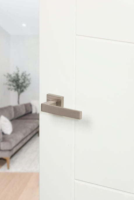 Forme Asti Lever Door Handle on Minimal Square Rose - Satin Nickel - Set