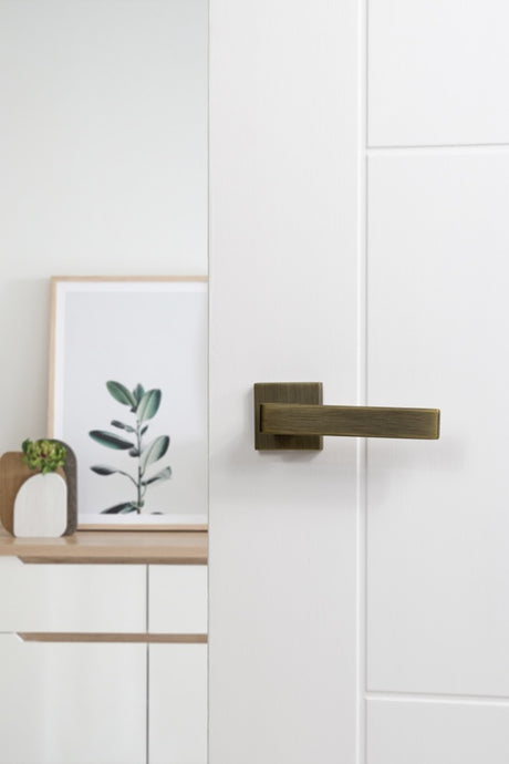 Forme Asti Lever Door Handle on Minimal Square Rose - Yester Bronze - Set